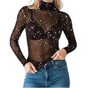GUC Mangopop Medium Starry Silver and Black Mesh Top
